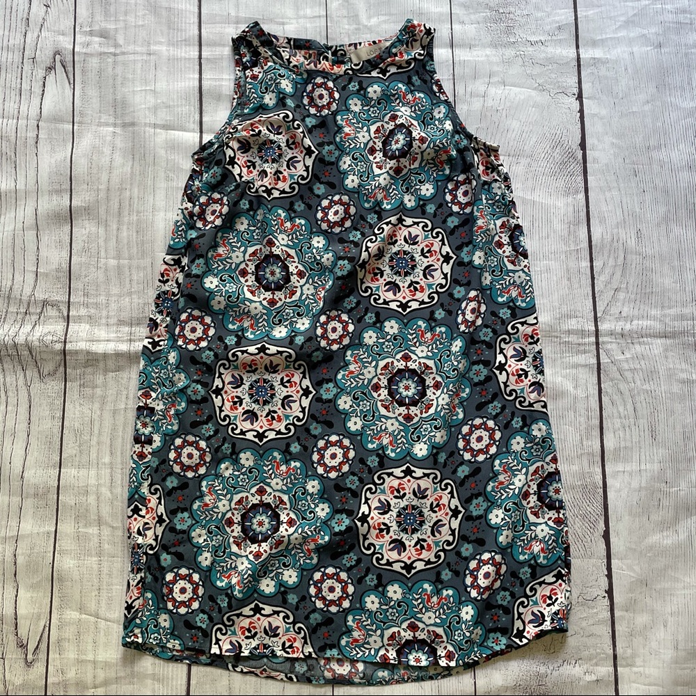 Loft Blue Floral Sleeveless Shift Dress Size XS